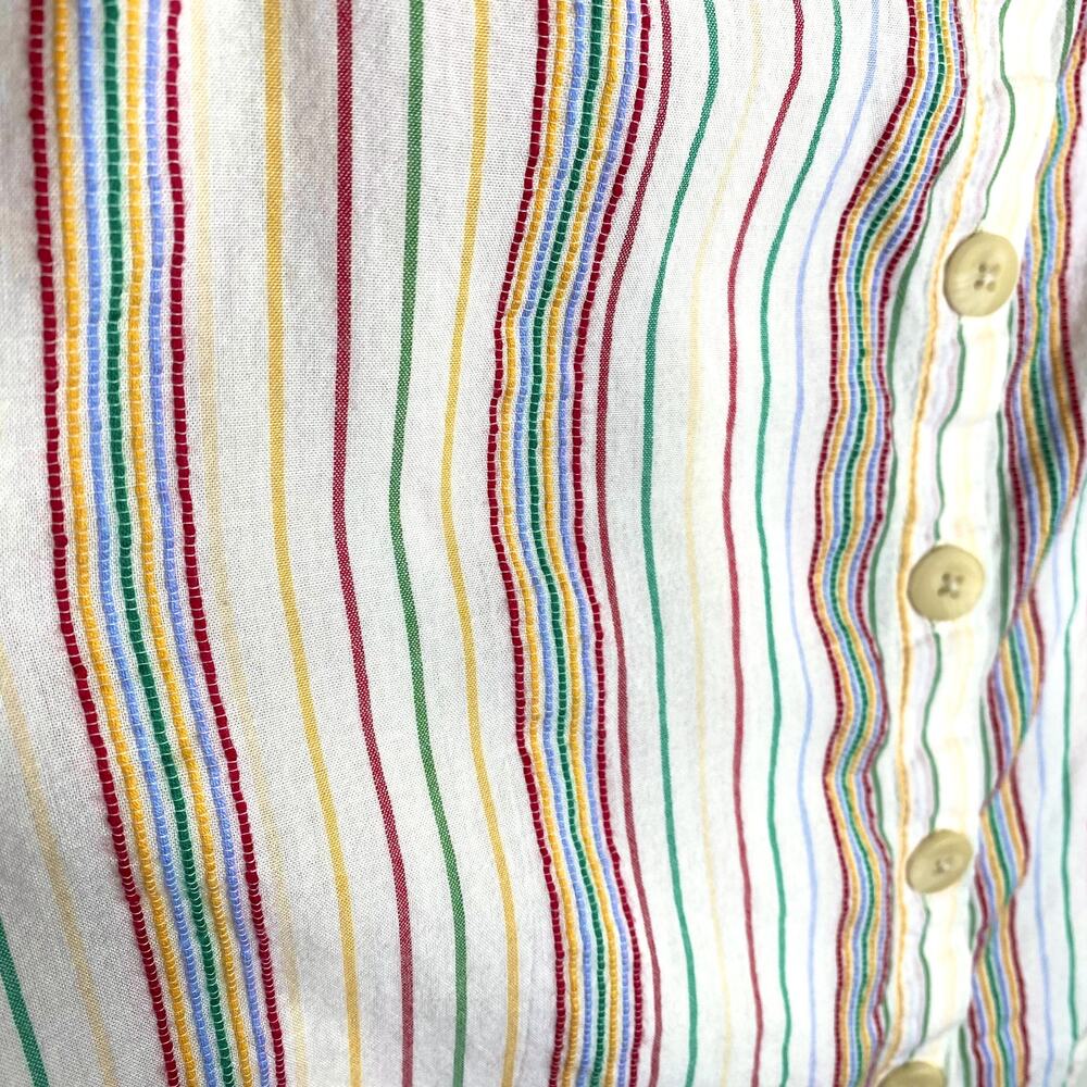 Madewell Button Front Rainbow Stripe Cami Tank Top Small Textural Embroidered - Picture 3 of 9